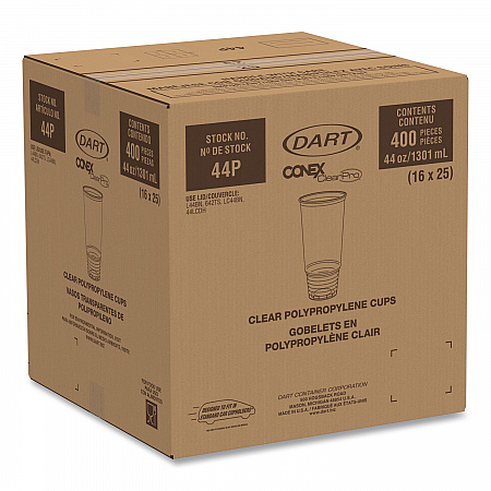 Conex ClearPro Plastic Cold Cups, ProPlanet Seal, 44 oz, Clear, 400/carton (44P)
