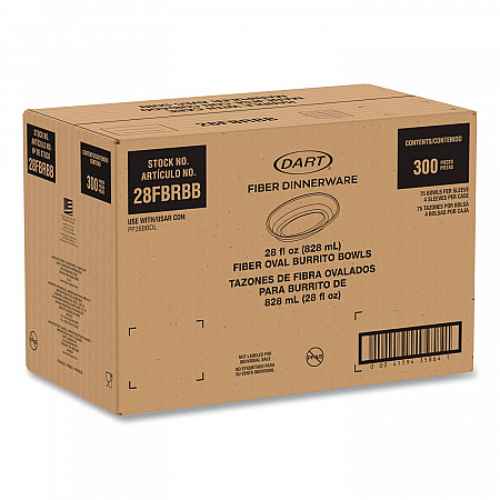 Compostable Fiber Containers, Pro Planet Seal, Bowl, 28 oz, Natural, 300/Carton (28FBRBB)