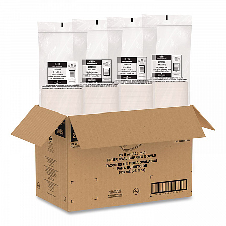 Compostable Fiber Containers, Pro Planet Seal, Bowl, 28 oz, Natural, 300/Carton (28FBRBB)
