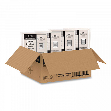 Compostable Fiber Containers, ProPlanet Seal, Bowl, 32 oz, Natural, 300/Carton (32FBRB)