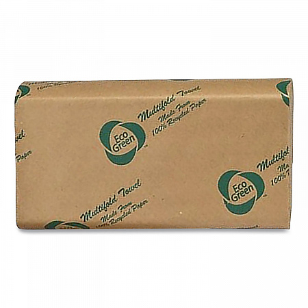 Recycled Multifold Paper Towels, 1-Ply, 9.5 x 9.5, Natural Kraft, 250/Pack, 16 Packs/Carton (APVEK416)