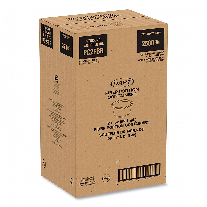Compostable Fiber Portion Containers, ProPlanet Seal, 2 oz, Natural, 2,500/Carton (PC2FBR)