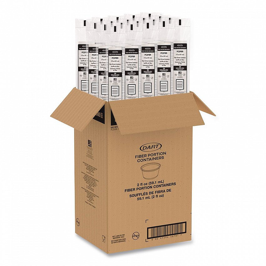 Compostable Fiber Portion Containers, ProPlanet Seal, 2 oz, Natural, 2,500/Carton (PC2FBR)
