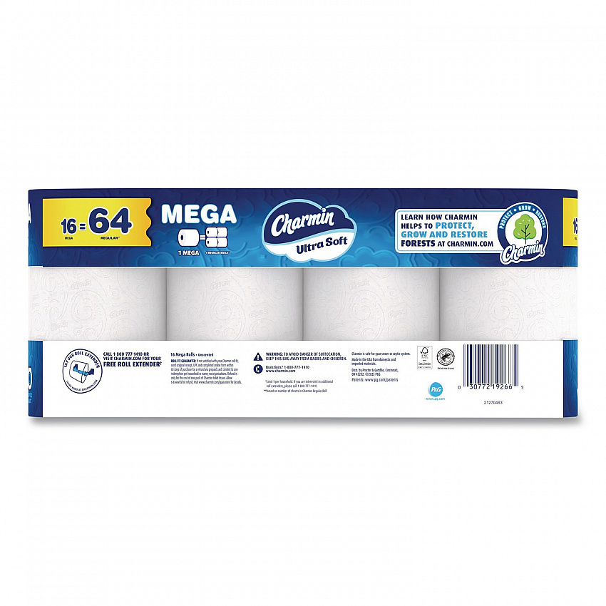 Ultra Soft Bathroom Tissue, Septic Safe, 2-Ply, White, 208 Sheets/Roll, 16 Rolls/Carton (19266)