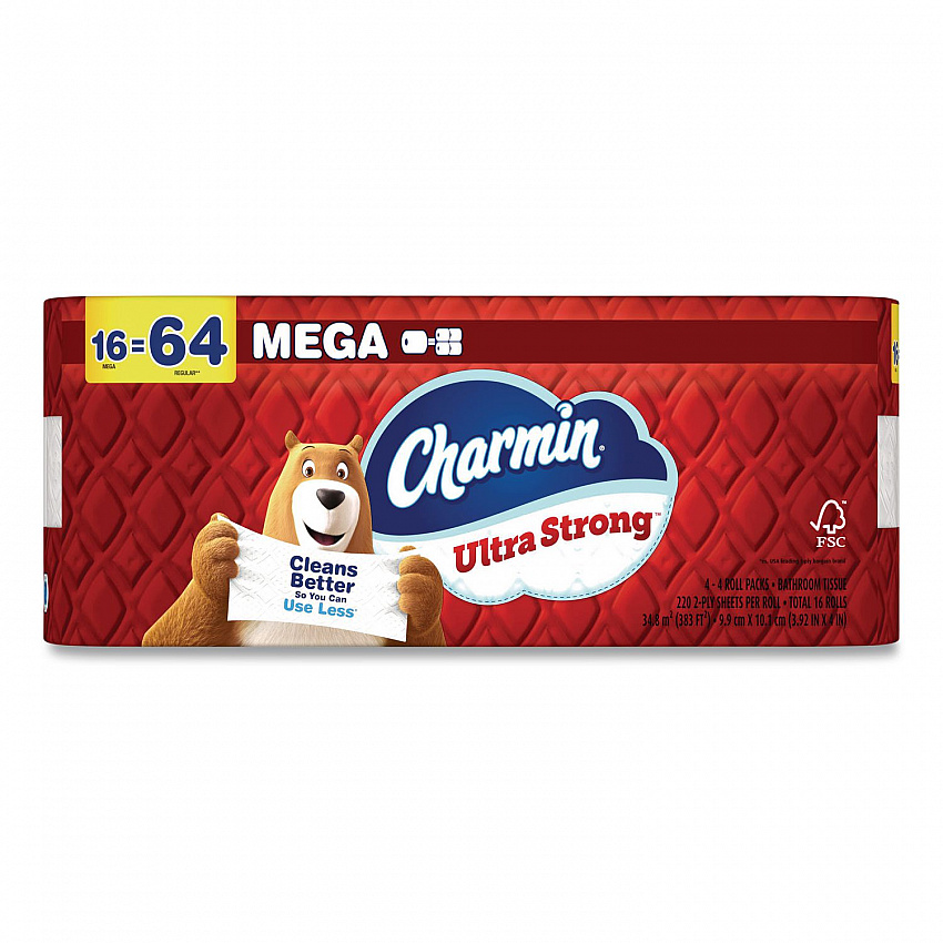 Ultra Strong Bathroom Tissue, Mega Roll, Septic Safe, 2-Ply, White, 220 Sheets/Roll, 16 Rolls/Pack (13215)