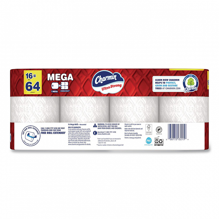 Ultra Strong Bathroom Tissue, Mega Roll, Septic Safe, 2-Ply, White, 220 Sheets/Roll, 16 Rolls/Pack (13215)