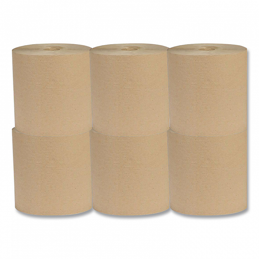 Recycled Hardwound Paper Towels, 1-Ply, 7.88" x 800 ft, 1.8 Core, Kraft, 6 Rolls/Carton (EK80186)