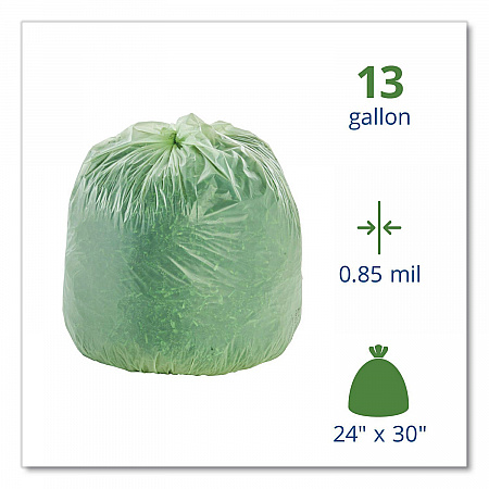EcoSafe-6400 Bags, 13 gal, 0.85 mil, 24