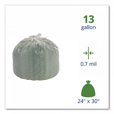 Controlled Life-Cycle Plastic Trash Bags, 13 gal, 0.7 mil, 24