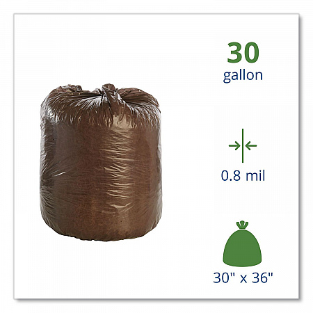 Controlled Life-Cycle Plastic Trash Bags, 30 gal, 0.8 mil, 30