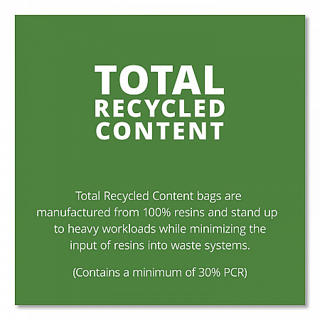 Total Recycled Content Plastic Trash Bags, 30 gal, 1.3 mil, 30