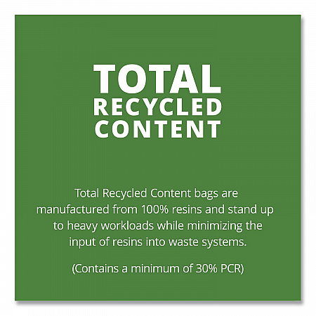 Total Recycled Content Plastic Trash Bags, 33 gal, 1.3 mil, 33