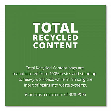 Total Recycled Content Plastic Trash Bags, 33 gal, 1.5 mil, 33