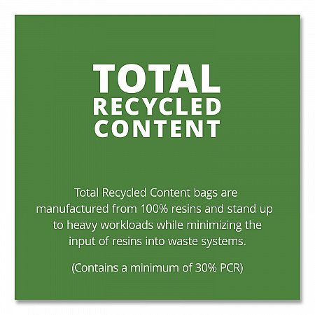 Total Recycled Content Plastic Trash Bags, 60 gal, 1.5 mil, 36