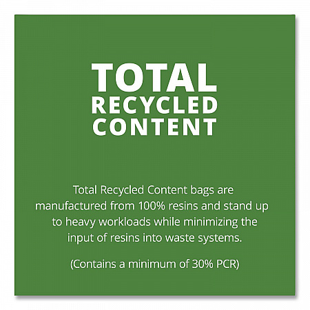 Total Recycled Content Plastic Trash Bags, 60 gal, 1.5 mil, 38