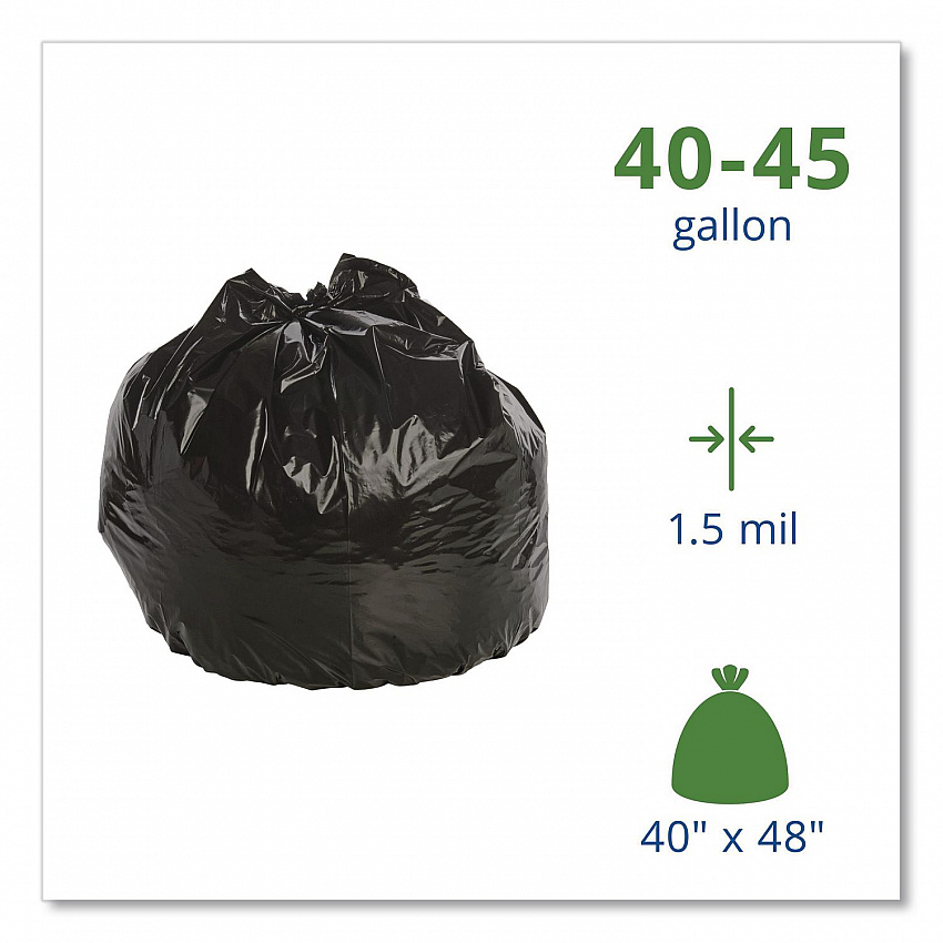 Total Recycled Content Plastic Trash Bags, 45 gal, 1.5 mil, 40" x 48", Black/Brown, 100/Carton (T4048B15)