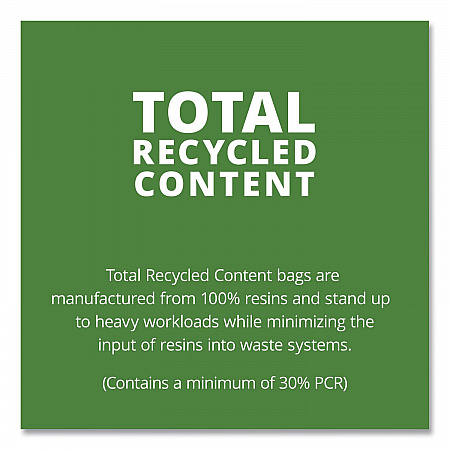Total Recycled Content Plastic Trash Bags, 45 gal, 1.5 mil, 40