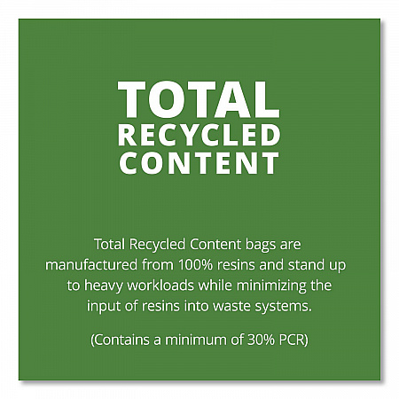Total Recycled Content Plastic Trash Bags, 56 gal, 1.5 mil, 43