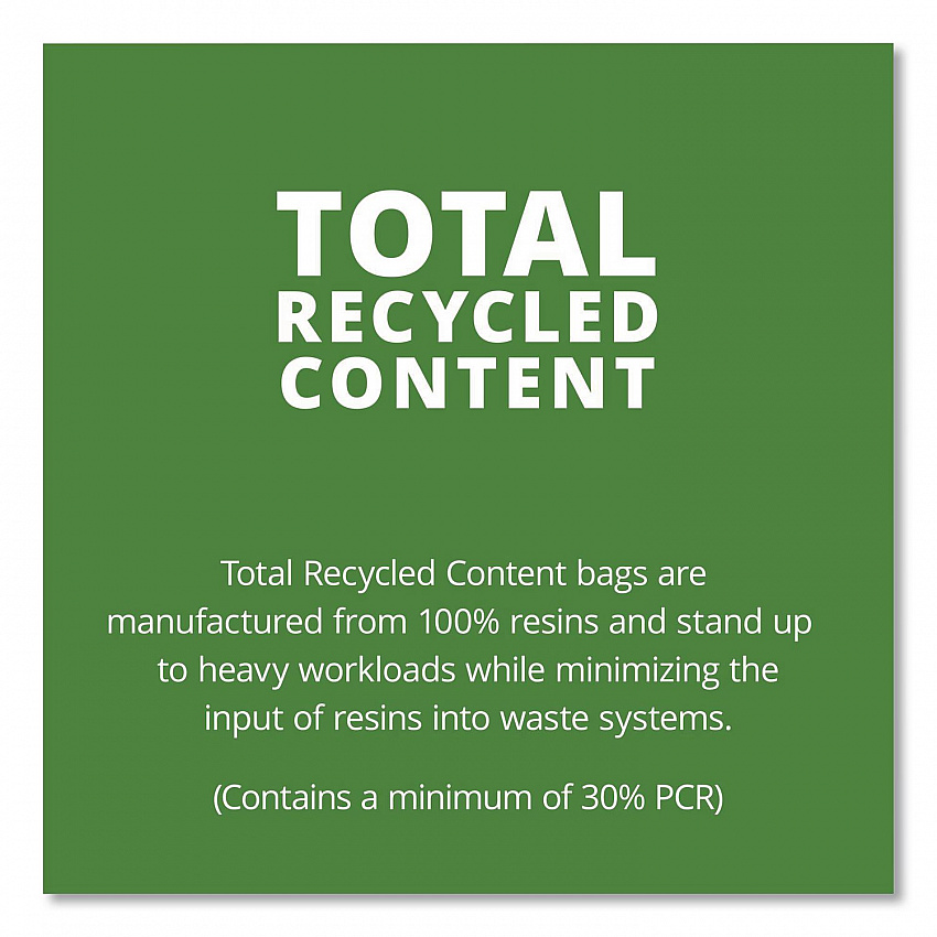 Total Recycled Content Plastic Trash Bags, 56 gal, 1.5 mil, 43" x 49", Black/Brown, 100/Carton (T4349B15)