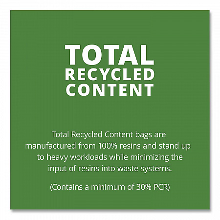 Total Recycled Content Plastic Trash Bags, 65 gal, 1.5 mil, 50