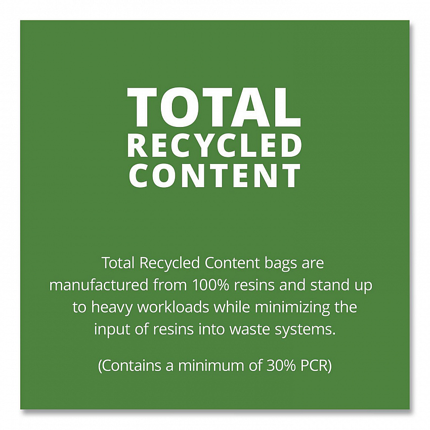 Total Recycled Content Plastic Trash Bags, 65 gal, 1.5 mil, 50" x 51", Black/Brown, 100/Carton (T5051B15)