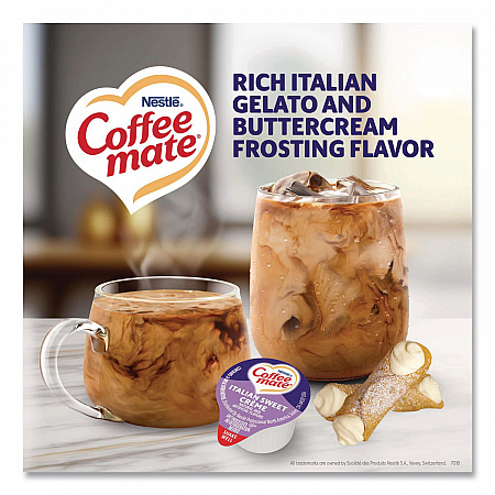 Bulk Liquid Coffee Creamer, Italian Sweet Cream, 0.38 oz Mini Cups, 180/Carton (21108CT)