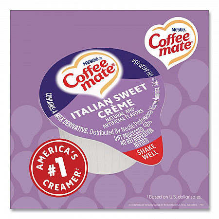 Bulk Liquid Coffee Creamer, Italian Sweet Cream, 0.38 oz Mini Cups, 180/Carton (21108CT)