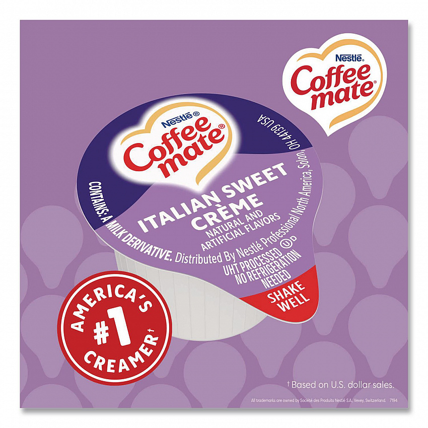 Bulk Liquid Coffee Creamer, Italian Sweet Cream, 0.38 oz Mini Cups, 180/Carton (21108CT)