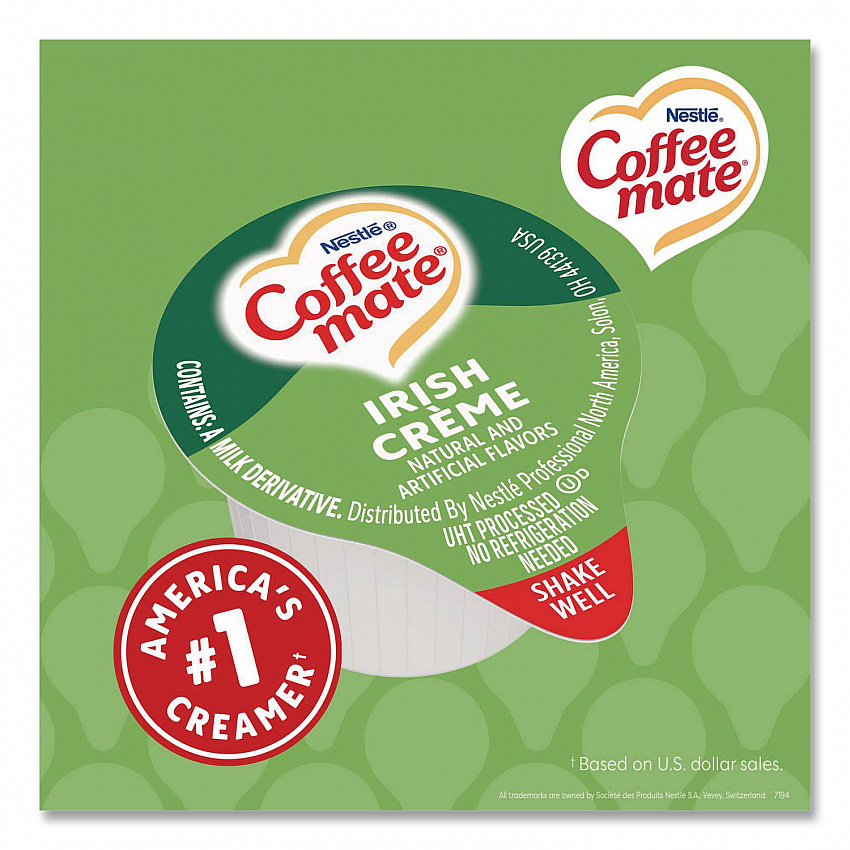 Bulk Liquid Coffee Creamer, Irish Cream, 0.38 oz Mini Cups, 180/Carton (35012CT)