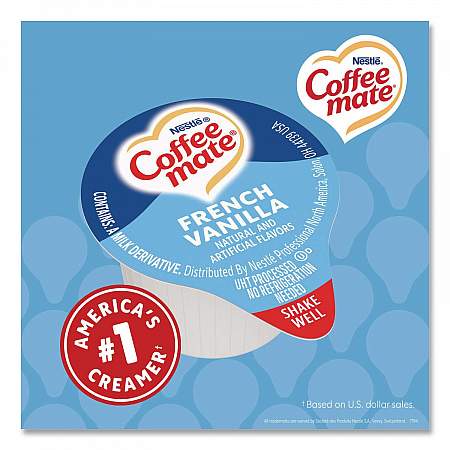 Liquid Coffee Creamer, French Vanilla, 0.38 oz Mini Cups, 180/Carton (35070)
