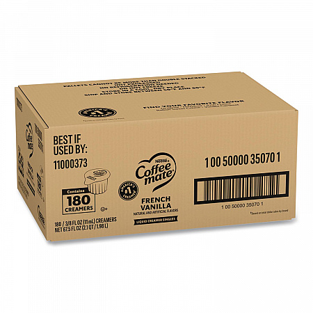 Liquid Coffee Creamer, French Vanilla, 0.38 oz Mini Cups, 180/Carton (35070)