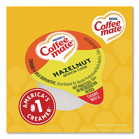 Liquid Coffee Creamer, Hazelnut, 0.38 oz Mini Cups, 180/Carton (35080)