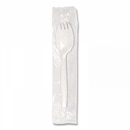 Individually Wrapped Mediumweight Cutlery, Spork, Plastic, White, 1,000/Carton (1105000)