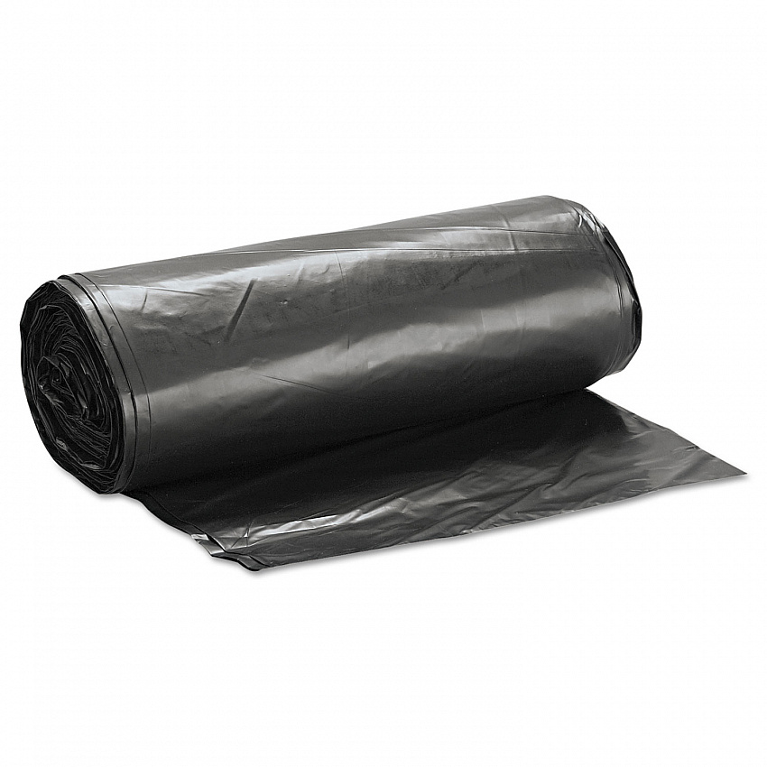 Low-Density Commercial Can Liners, 60 gal, 1.4 mil, 38" x 58", Black, Interleaved Roll, 20 Bags/Roll, 5 Rolls/Carton (SLW3858SHK)