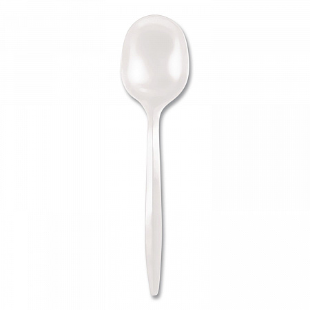 Mediumweight Polypropylene Cutlery, Soup Spoon, Plastic, White, 1,000/Carton (1014000)