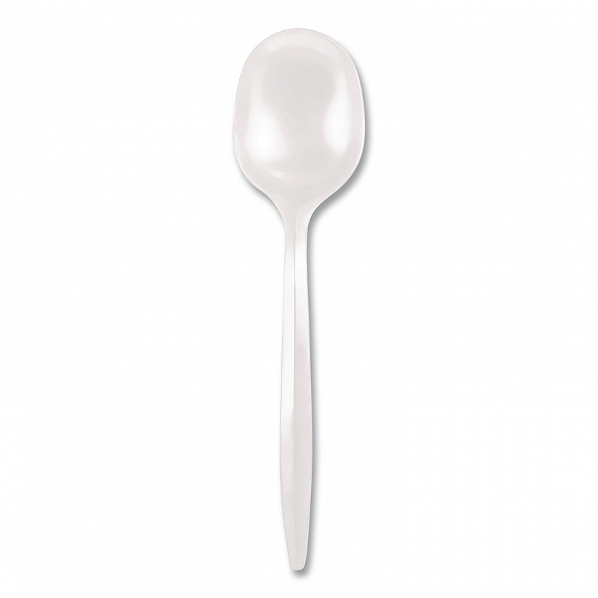 Mediumweight Polypropylene Cutlery, Soup Spoon, Plastic, White, 1,000/Carton (1014000)