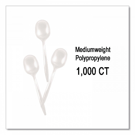 Mediumweight Polypropylene Cutlery, Soup Spoon, Plastic, White, 1,000/Carton (1014000)