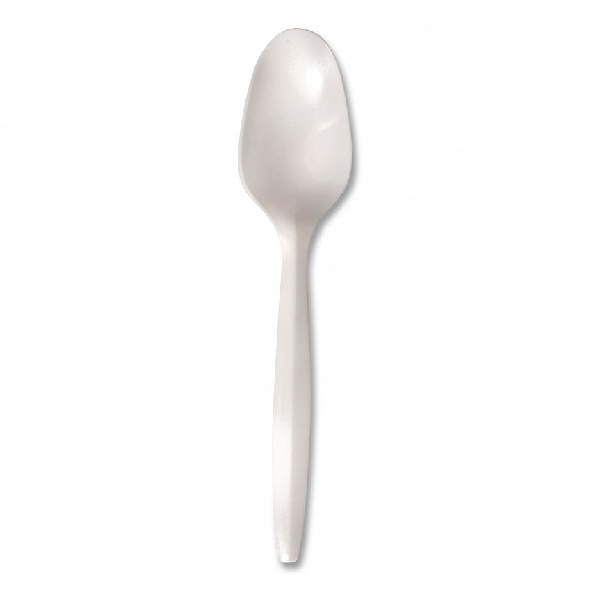 Individually Wrapped Mediumweight Cutlery, Spoon, Plastic, White, 1,000/Carton (1103000)
