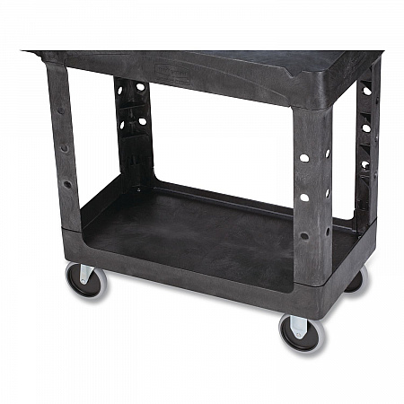 BRUTE Heavy-Duty Utility Cart with Lipped Shelves, Plastic, 2 Shelves, 500 lb Capacity, 17.13