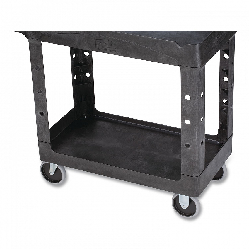 BRUTE Heavy-Duty Utility Cart with Lipped Shelves, Plastic, 2 Shelves, 500 lb Capacity, 17.13" x 38.5" x 38.88", Black (450088BK)