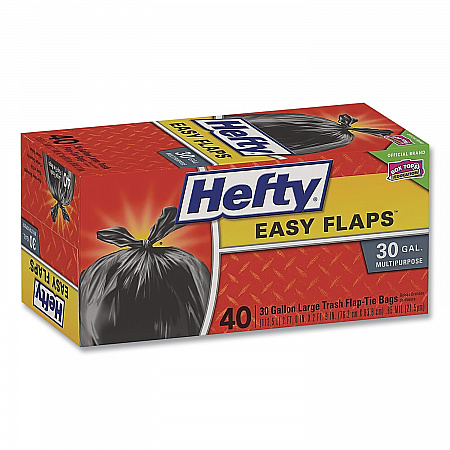 Easy Flaps Trash Bags, Tie-Flap, 30 gal, 0.85 mil, 30