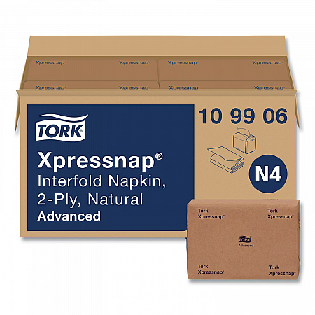 Xpressnap Interfold Dispenser Napkins, 2-Ply, 6.5 x 8.5, Natural, 500/Pack, 12 Packs/Carton (109906)