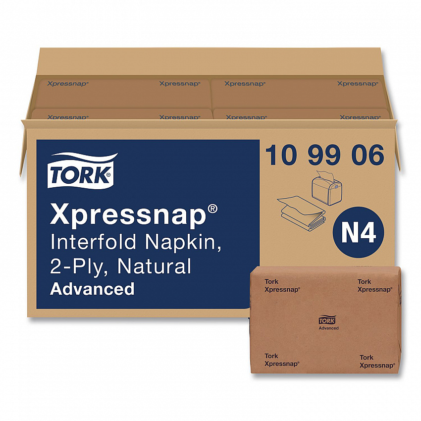 Xpressnap Interfold Dispenser Napkins, 2-Ply, 6.5 x 8.5, Natural, 500/Pack, 12 Packs/Carton (109906)