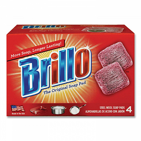 Steel Wool Soap Pads, 2.5 x 3, Gray/Pink, 4 Pads/Box, 12 Boxes/Carton (53304)