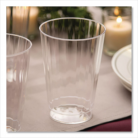 Classic Crystal Plastic Tumblers, 12 oz, Clear, Fluted, Tall, 20/Pack, 12 Packs/Carton (CC12240)