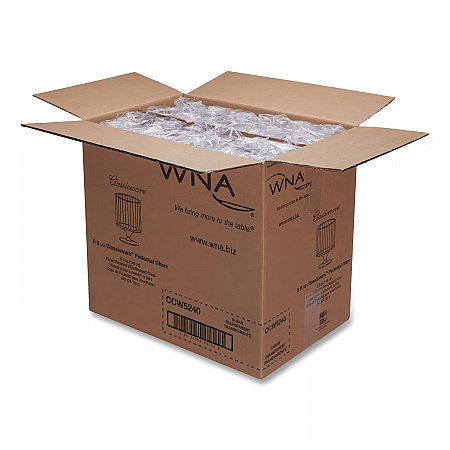 Classic Crystal Plastic Wine Glasses on Pedestals, 5 oz, Clear, 10/Pack, 24 Packs/Carton (CCW5240)