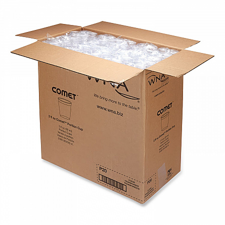 Comet Plastic Portion/Shot Glass, 2 oz, Clear, 50/Pack, 50 Packs/Carton (P20)
