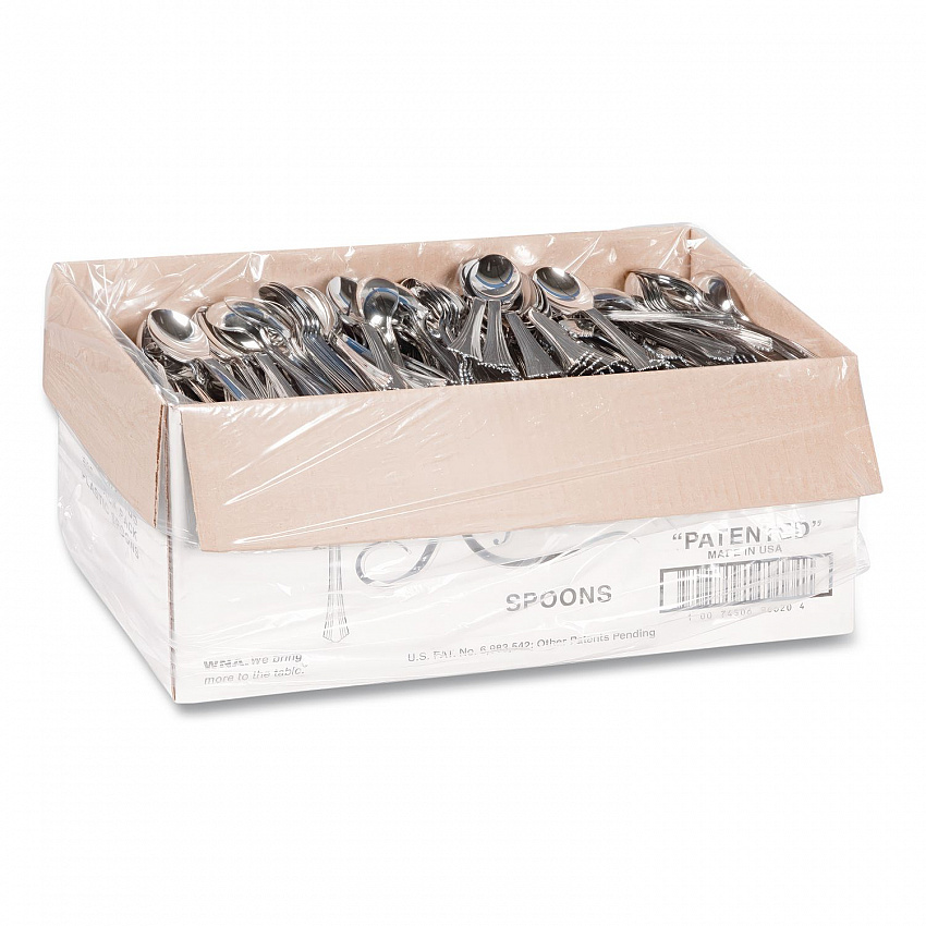 Heavyweight Plastic Spoons, Reflections Design, Silver, 600/Carton (620155)