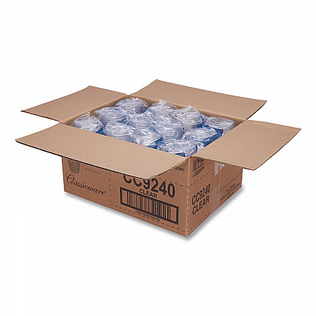 Classic Crystal Plastic Tumblers, 9 oz, Clear, Fluted, Squat, 20/Pack, 12 Packs/Carton (CC9240)