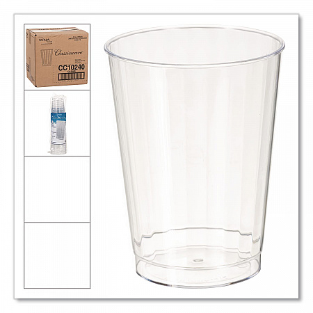 Classic Crystal Plastic Tumblers, 10 oz, Clear, Fluted, Tall, 20/Pack, 12 Packs/Carton (CC10240)